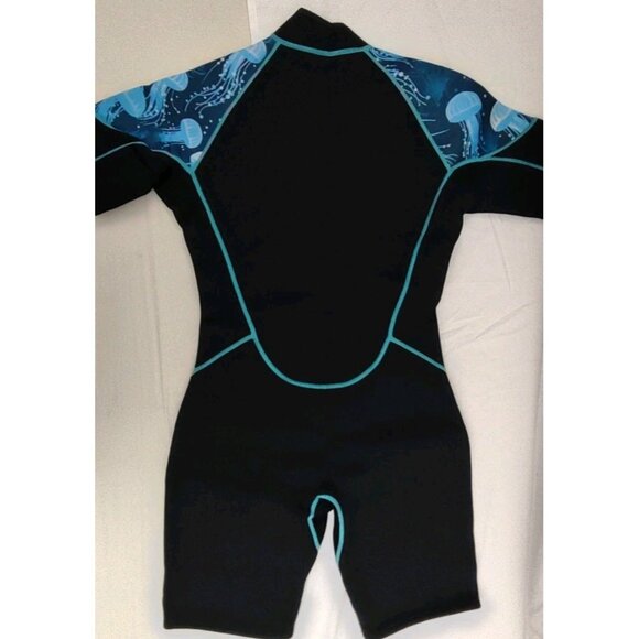 Zifumei Youth Size Large Black & Blue Shorty Short Body Diving Wet Suit - Picture 6 of 11